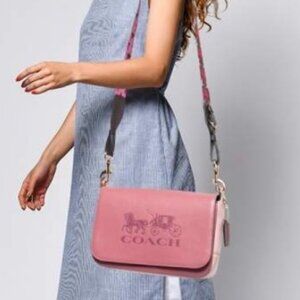 Coach Jes Messenger Bag pink Leather Horse & Carriage Logo Crossbody